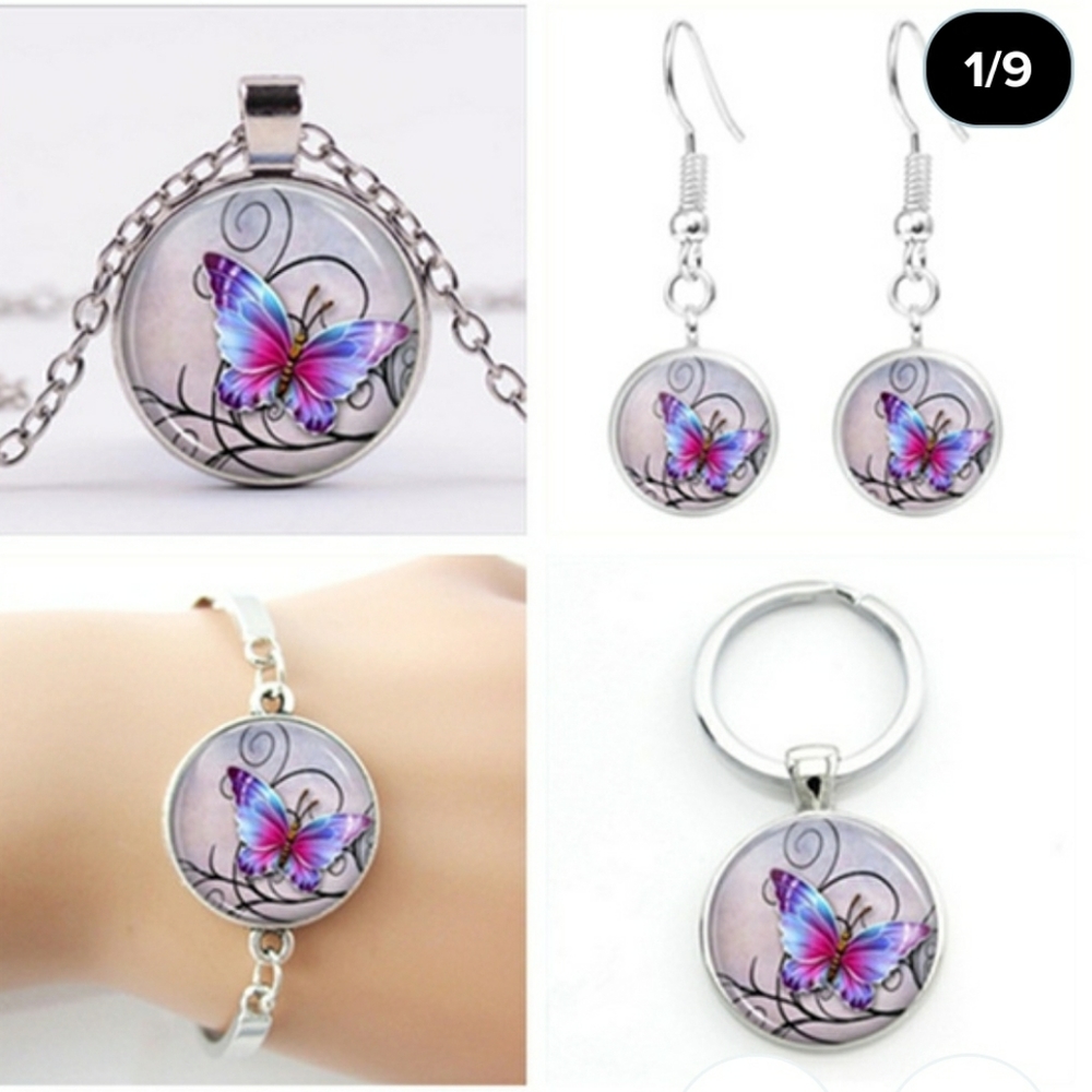 New Set (4) Bracelet, Necklace, Earring Key Chain!